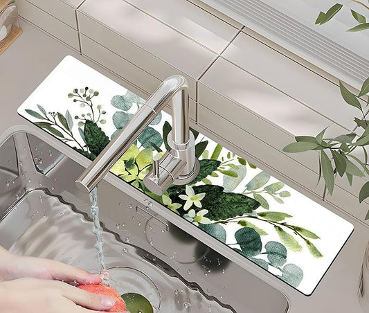 Kitchen Sink Splash Guard Faucet Mat -1 PC Super Absorbent Fast Drying Mat Sink Gadgets-Splash Guard Behind Faucet Drip Catcher for Kitchen, Bathroom,Sink Mat, Dish Drying Mat, Bathroom(23.5" X 5.5" )