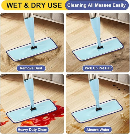 10 Pack 16.5 inch Reusable Mop Pads Microfiber Spray Mop Replacement Heads for Wet/Dry Mops Compatible with Bona Floor Care System