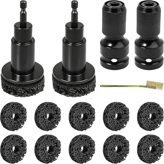 2 Sets Wheel Hub Cleaning Kit Fits Power Drill or 1/2" Impact Driven Wrenches for Car & Truck, Hub Cleaning Tool Quickly Remove Rust from Studs and Brake Discs