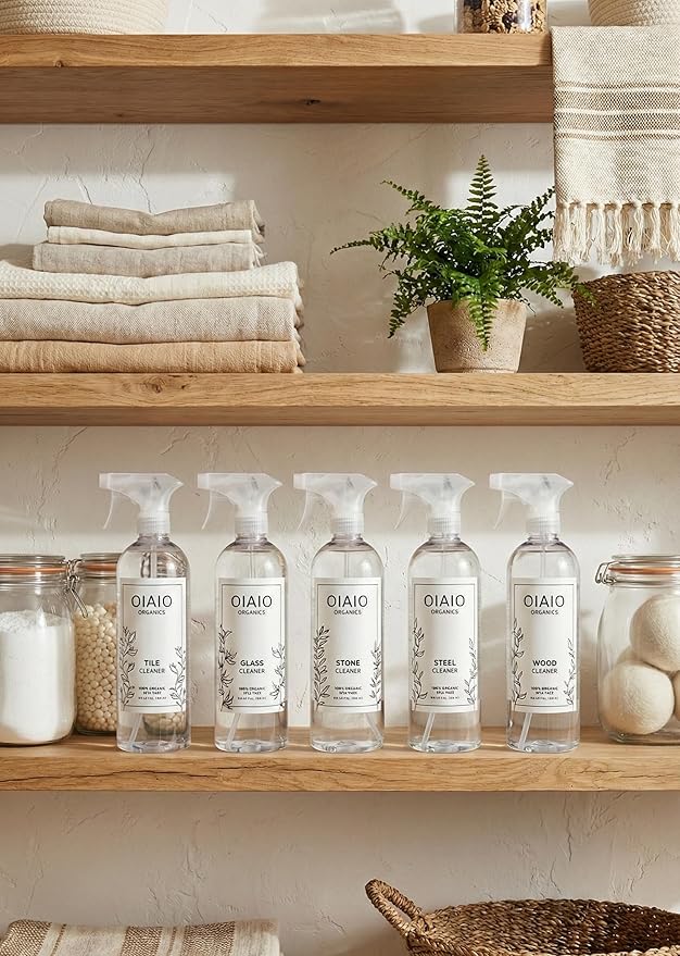Non-Toxic Kitchen Cleaner 3 Pack (Stone, Steel, Glass) - Natural Organic Ingredients that Truly Perform - Light Coconut, Tea Tree & Wood Scent