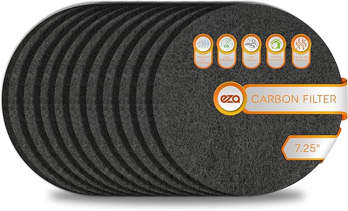 Premium Charcoal Activated Carbon Fiber Replacement Air Filter for Kitchen Compost Bin (10 Pack, Round 7.25")