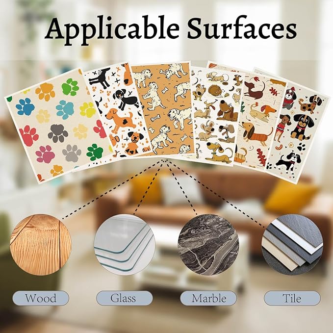 CREATCABIN 6Pcs Swedish Dishcloths for Kitchen Reusable Swedish Dish Towels Absorbent Swedish Dish Rags Washable Cellulose Sponge Cleaning Cloths Fast Drying Kitchen Dish Cloths Dog 7.6 x 6.7 Inch