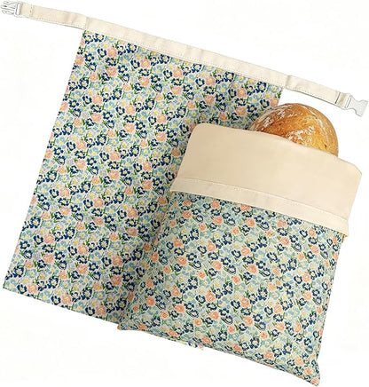 2 Pack XL Reusable Beeswax Bread Bags for Sourdough Baking, Organic Waxed Lined, Cotton Bread Bags for Homemade Bread, Food-Storage Bag to Keep Fresh