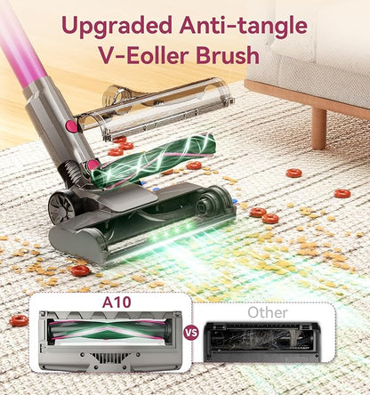 Cordless Vacuum Cleaner, 600W 50KPA 50Mins Stick Vacuum Cleaners for Home with LED Light, Self-Standing, Anti-Tangle Brush, Lightweight Vacuum for Pet Hair, Carpets, Hard Floors