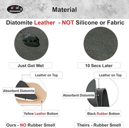 Faucet Mat for Kitchen Sink Offset : AHA HOMEWARE Kitchen Sink Splash Guard for Offset Double Sink, Cuttable Extra Hole for Soap Dispenser, Diatomite Leather Absorbent Fast Drying (Black)