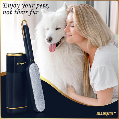 Lint Brush, Lint Remover, and Pet Hair Remover for Laundry, Clothes, Couches, Car Seats, Furniture and Fabric. Reusable Dog and Cat Fur Wizard Hair Removal Brush. ALLISTAR (Midnight Blue)