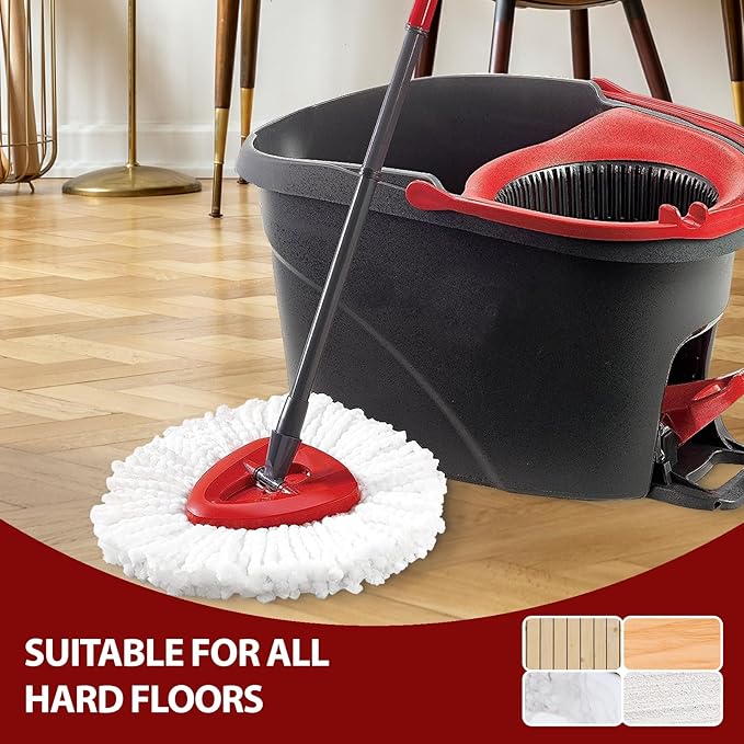 Spin Mop Replacement Head for O-Ceda EasyWring 1-Tank System, Microfiber Mop Refills for Home Cleaning, 6 Cedar Mop Replace Heads with 1 Replacement Base, Easy Install, Durable Floor Care