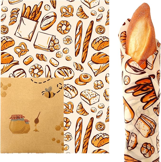 JarThenaAMCS Baking Beeswax Wrap Food Sandwich Wrap Sheet Bread Reusable Oil-Proof Picnic Liner for Home Party Kitchen Supplies