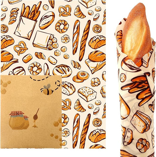 JarThenaAMCS Baking Beeswax Wrap Food Sandwich Wrap Sheet Bread Reusable Oil-Proof Picnic Liner for Home Party Kitchen Supplies