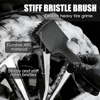 4PCS Wheel Brush Kit for Cleaning Wheels and Tires, Wheel Cleaner Brush, Detail Brush, Heavy-Duty Stiff-Bristle Brush, Tire Cleaning Brush Suitable for Trucks, Cars, RVs