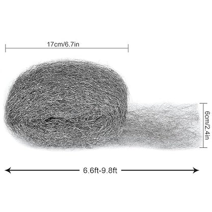 15 Pack 2.4" x9.8 ft Steel Wool for Mice Control - #3 Steel Wool Fill Fabric DIY Kit - Coarse Wire Wool Hardware Cloth - Gap Blocker Keep Mice Away from Holes, Siding, Pipeline, Vents in Garden Garage