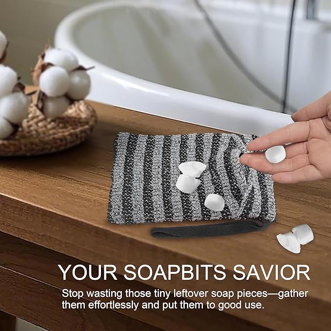 4 Pack Soap Bag Gentle Exfoliating,Bar Soap Pouch Saver Pocket,Body Scrubber Shower Bath Sponge Loofah (Grey)