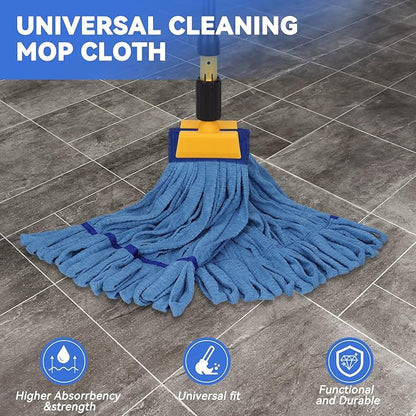 Heavy Duty Commercial Mop Head Replacement Microfiber Tube Mop Heads for Floor Cleaning: 3 Packs Looped End Wet Mop Head Refill for Home Commercial Industrial Use (Blue)