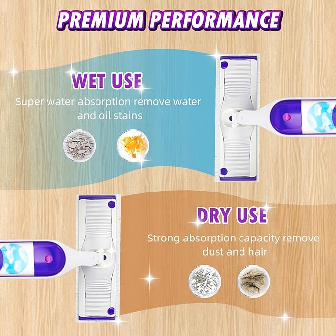 40 Count Disposable Power Mop™ Refills Compatible with Swiffer® Power Mop™, Powermop™ Pads for Multi-Surface Refills Pads for Floor Cleaning, Unscented