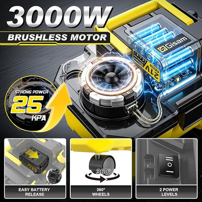Cordless Shop Vac,3000W Brushless Motor,2x4.0Ah Battery Powered Shop Vac - 3-in-1 Wet Dry Vacuum Wet and Dry with HEPA Filter,Shoulder Strap & Accessory Storage Holder,Portable for Garage,Workshop,Car