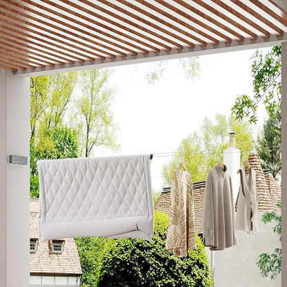 Retractable Clothesline Indoor, Non-Sagging Clothes line retracting Outdoor, Heavy Duty Wall Mounted Laundry Line Adjustable Stainless Steel for Laundryroom, Bathroom, 15.8 Feets Double Lines Grey