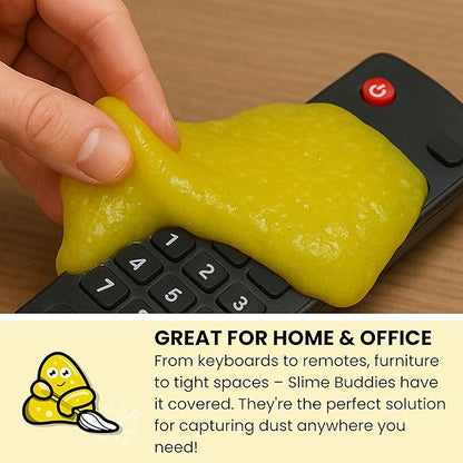 Slime Buddies Car Cleaning Gel Putty - Lemon Scented Interior Detailing Tool for Cup Holders, Air Vents & Keyboard - Reusable Auto Detailing Accessories - Dust Remover Goop - Gifts for Men Women