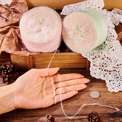 2 Roll Mohair Wool Yarn Soft for Crocheting Knitting Hand Washable Long Wool Yarn DIY Scarf Crochet Thread for Clothes Hats Sweater Scarf Craft Projects (Misty Rose)