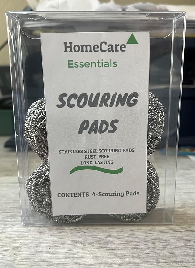 Scouring Pads Rust Free Long-Lasting 4-Pack, Silver, LA24-7