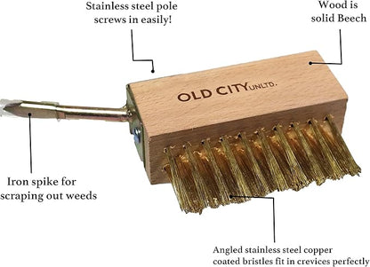 Moss Remover Deck Crevice Cleaning Tool- 2 Paver Brushes Tool for Weeding Between Pavers, Wire Brush with Weed Hook, Deck Cleaner, Crack Weeder, Patio Weed Remover Tool, Garden Weeding Tool (2)