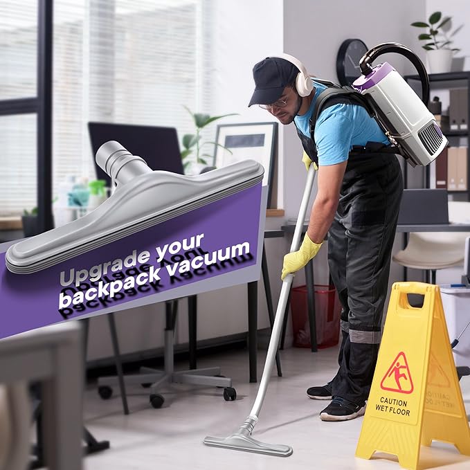 Replacement Floor Tool Compatible with ProTeam 101446 E-Z Glide Backpack Vacuum,Compatible with Hoover C2401, 14" Multi-Surface Brush for Commercial Cleaner(Brush with Scalloped Edges,Gray)