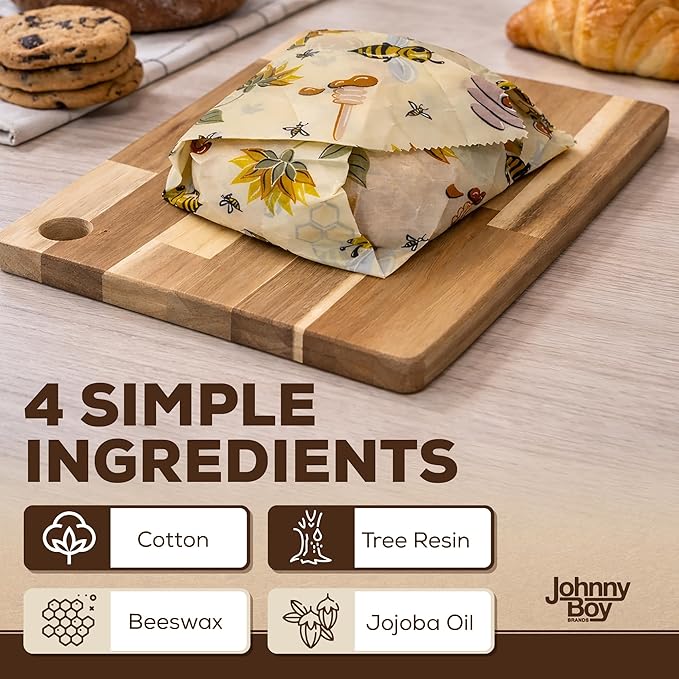 2 Pack - XL 19" x 19" - 5 Sq Ft - Beeswax Bread Wraps, Total 5 Sq Ft Coverage, Eco-Friendly Alternative to Plastic Wrap for Bread Storage, Bowls & Food Storage (Classic)