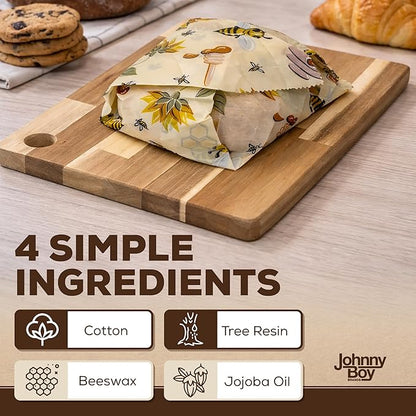 2 Pack - XL 19" x 19" - 5 Sq Ft - Beeswax Bread Wraps, Total 5 Sq Ft Coverage, Eco-Friendly Alternative to Plastic Wrap for Bread Storage, Bowls & Food Storage (Classic)