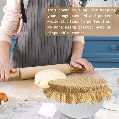 Beeswax Bread Bags,Bread Bag for Homemade Bread With Cotton Bowl Cover,Freezer Storage Bag to Keep Fresh,Sourdough Bread Food Bag Baking Set