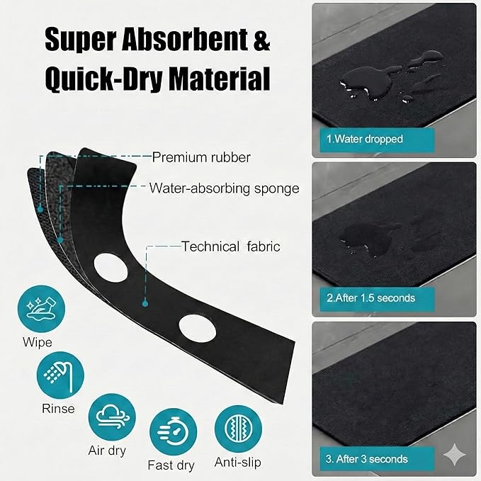Faucet Mat for Kitchen Sink 2 Holes: 23.5’’Lx4.5’’W Splash Guard Fits 8 Inch Widespread Farmhouse Vintage Bathroom Dual Handle Faucet - Cuttable Counter Protector Drip Catcher for Irregular Sink