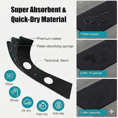 Faucet Mat for Kitchen Sink 2 Holes: 23.5’’Lx4.5’’W Splash Guard Fits 8 Inch Widespread Farmhouse Vintage Bathroom Dual Handle Faucet - Cuttable Counter Protector Drip Catcher for Irregular Sink