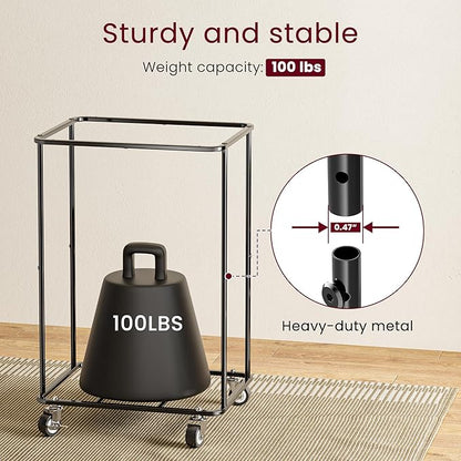 Double Laundry Hamper with Lid, Rolling Laundry Basket with Wheels and 2 Removable 75L Bags, 2 Section Large Capacity for Laundry Bedroom Bathroom Dorm, Easy Move & Organize,150L White