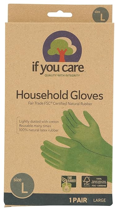 If You Care Latex Gloves, Large – 1 Pair (Pack of 1) – For Gardening, Dishwashing, Cleaning Kitchen and Bathroom – 100% Cotton Lined, Reusable for Women and Men, Green