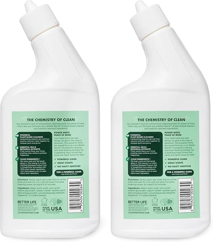Better Life Toilet Bowl Cleaner, Plant-based, Stain & Odor Remover, Tea Tree & Peppermint Scent Cleaning Gel, Liquid Bathroom Cleaners for Household, 24 Oz, Pack of 2