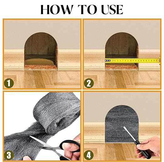 Steel Wool for Mice Control - 2 Pack of 3×10Ft Steel Wool, Gap Filter for House & Garage - Keep Mice Away from Holes，Siding，Pipeline，Vents in Garden, House, 7.04oz (2, 100g)