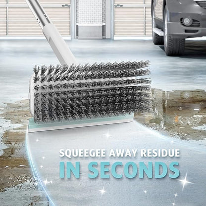 Floor Scrubber, Stainless Steel Wire Scrub Brush with Long Handle, Sturdy, Durable, and Corrosion-Resistant, Outdoor Surface Cleaning for Concrete Patios, Deck, Garden, Garage