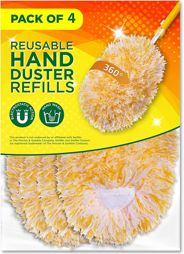 Millifiber Microfiber Reusable Refills for Swiffer Hand Duster, 360 Degree Dry Duster Heavy Duty Refills, 4-Pack (Handle is Not Included) Air Dry Only