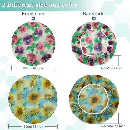2 Large Reusable Beeswax Bowl Covers for Bread Proofing, 10/12 Inch Elastic Beeswax Wraps Cotton Cloth Sourdough Bowl Covers for Proofing Baskets, Mixer Bowls, Food Storage Containers