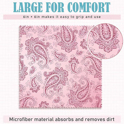 Sinmoe 20 Pcs Microfiber Cleaning Cloth Cute Paisley Waves Design Microfiber Soft Multicolor Glasses Cleaner Cloth for Eyeglasses Camera Lens Cell Phone Screens Glasses, 6 x 6 Inches