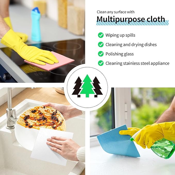 Swedish Dishcloths, 18 Pack Kitchen Towels Dish Rags, Absorbent Swedish Dish Towels for Kitchen, Non-Scratch Cellulose Sponge Cloths, Biodegradable Washable Reusable Paper Towels, Assorted