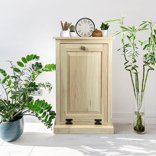 Peaceful Classics Tilt Out Trash Cabinet Without Drawer - Wooden Pull Out Cabinet, Decorative Trash Bin Cabinet for Kitchen, Bedroom, & Home Patio, Tilt Out Laundry Hamper Cabinet - Unfinished