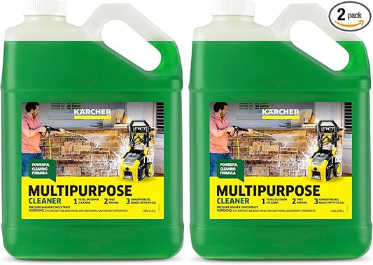 Kärcher Multi Purpose Pressure Washer Detergent, Removes Dirt and Grime from Fences, Siding, Patios, Driveways, Sidewalks, Concrete and More, Highly Concentrated, Makes up to 20 gal of Cleaner