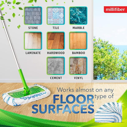 Millifiber Microfiber Reusable Mop Pads Compatible with Swiffer Sweeper (4-Pack) Washable Mop Pads for Wet & Dry Use (Handle is Not Included)