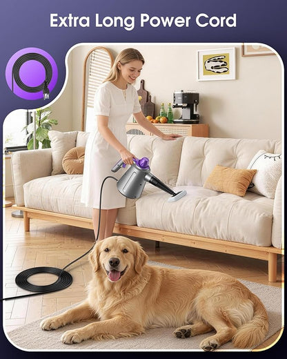 Handheld Steam Cleaner for Home, Pressurized Multi Purpose Steamer for Cleaning Upholstery Bed Furniture Couch Carpet Car with 14 Accessories & Safety Lock, Small Container for Grease