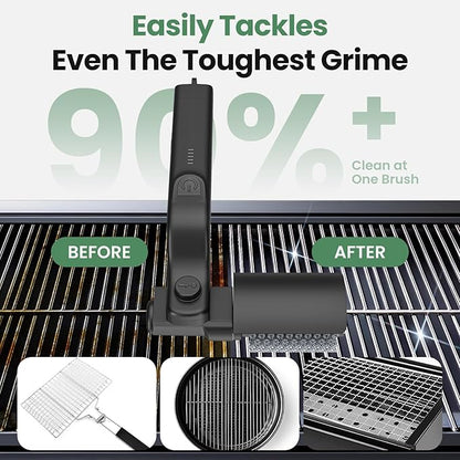 Electric Grill Brush for Outdoor Grill,Cordless Rechargeable Grill Cleaner with 180° Adjustable Angle,Presents Gifts for Mothers Day,Stainless Steel BBQ Grill Brush No Bristle Shedding,90 Mins Runtime