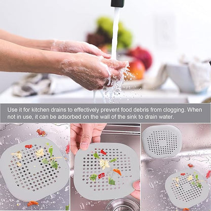 2 Pieces Shower Drain Hair Catcher Bathtub Stopper Home Drain Protectors Drain Cover with Sucker Water Trap Sink Cover for Bathroom Bathtub and Kitchen (Grey,Grey)