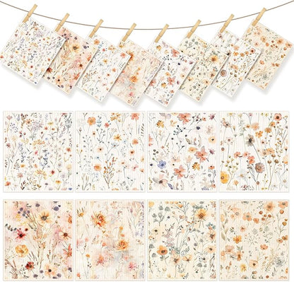 Tegeme 8 Pcs Watercolor Floral Swedish Dishcloth Kitchen Spring Flower Dish Towels Swedish Dish Cloth Absorbent Cotton Reusable Cleaning Kitchen Towels for Summer Housewarming Gift, 6.8 x 7.7''