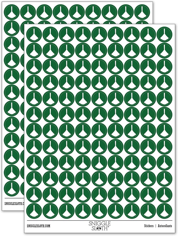 Feather Duster Cleaning 200+ Round Stickers - Matte Finish - 0.50" Size - Dark Green