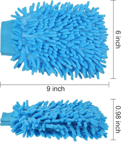 BBTO 5 Pack Car Wash Mitts Scratch Free Premium Chenille Microfiber Mitts 6" x 9" Double Sided Lint-Free Car Wash Gloves for Trucks, SUVs, Motorcycles, and More