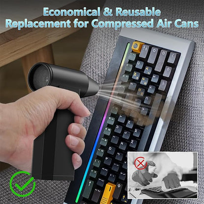 Compressed Air Duster and Vacuum, 2 in 1 210,000RPM Cordless Air Duster, 4-Gear Adjustable Mini Blower, Electric Air Duster for PC, Keyboard, Car, Home, Outdoors, Top Choice for Valentine's Day Gifts