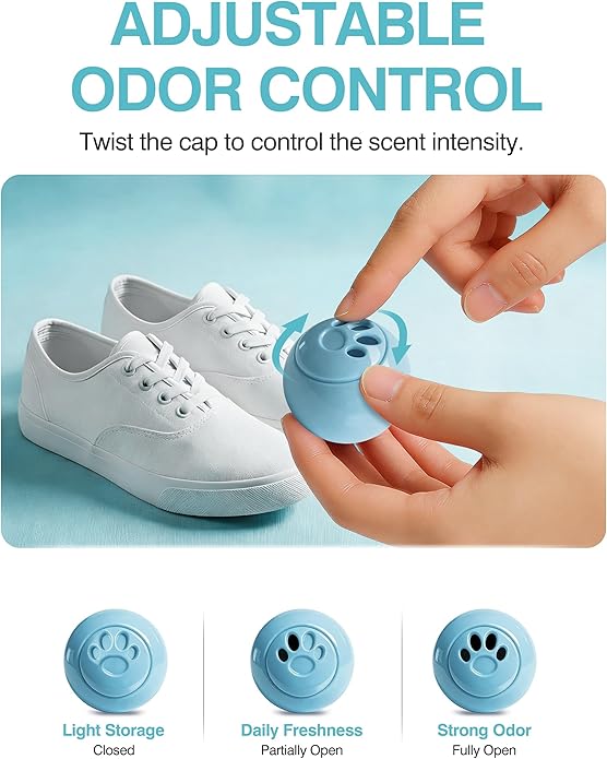 Jevvu Shoe Deodorizer Balls, 10 Pack Odor Eliminator for Shoes, Sneakers, Boots, Gym Bags and Lockers